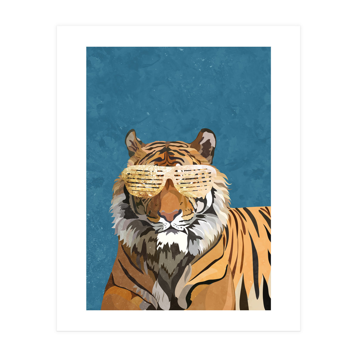 Hip Hop Tiger Blue and Gold (Print Only)