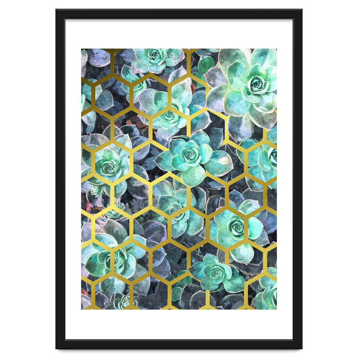 Succulents and Gold Geometric