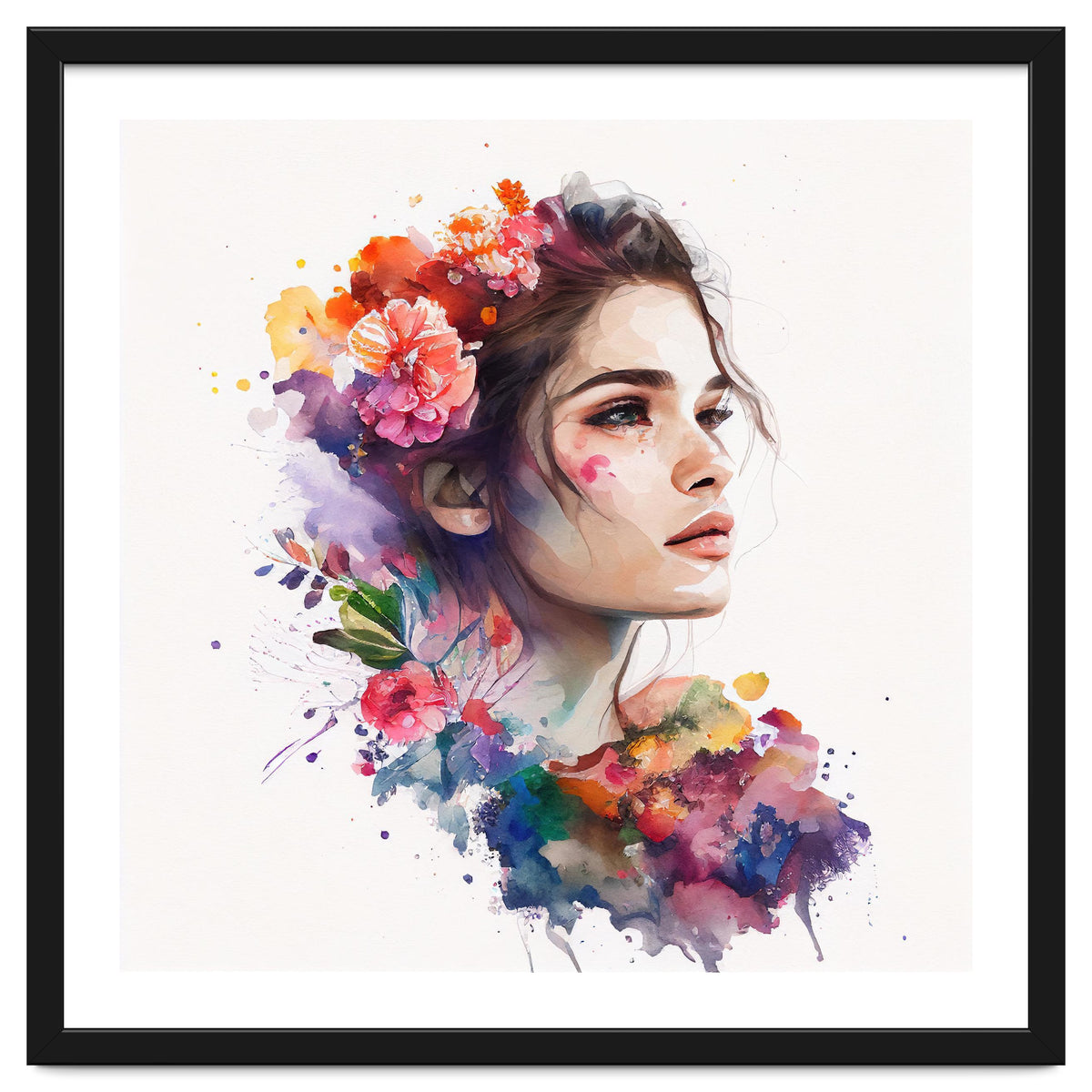 Watercolor Tropical Woman #19