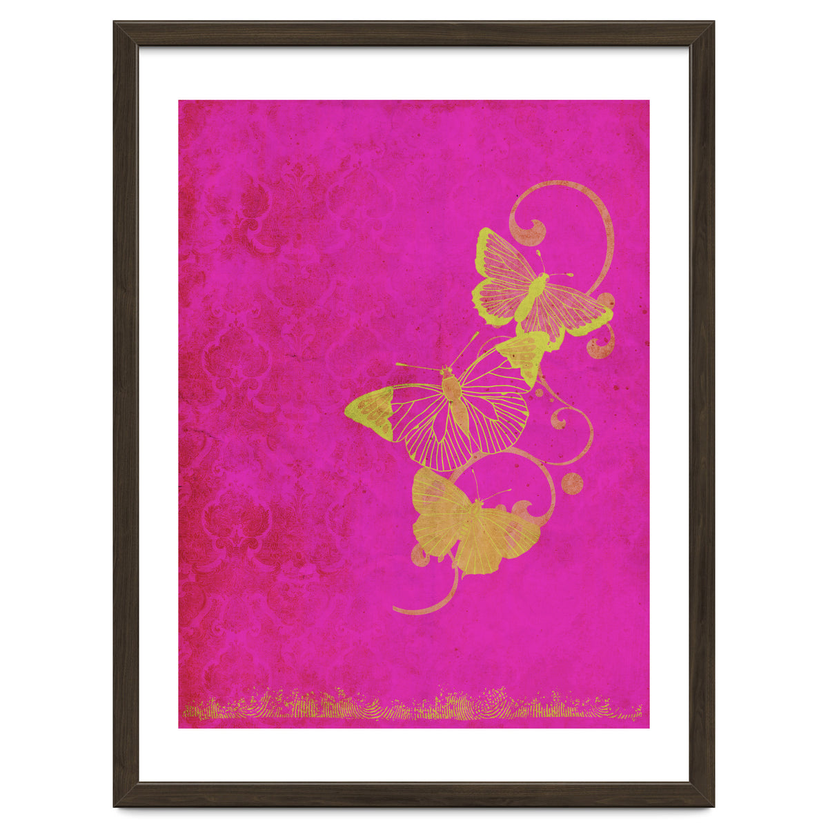 Yellow Butterflies on Pink