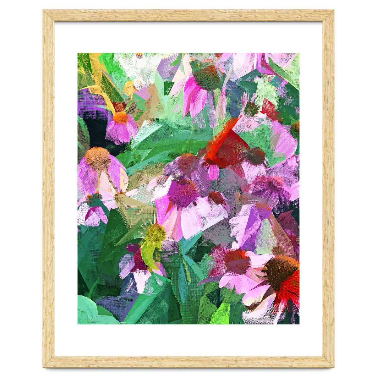 The Memory of Spring, Crosshatch Botanical Floral Painting, Plants Garden Meadow, Flowers Nature Digital Illustration
