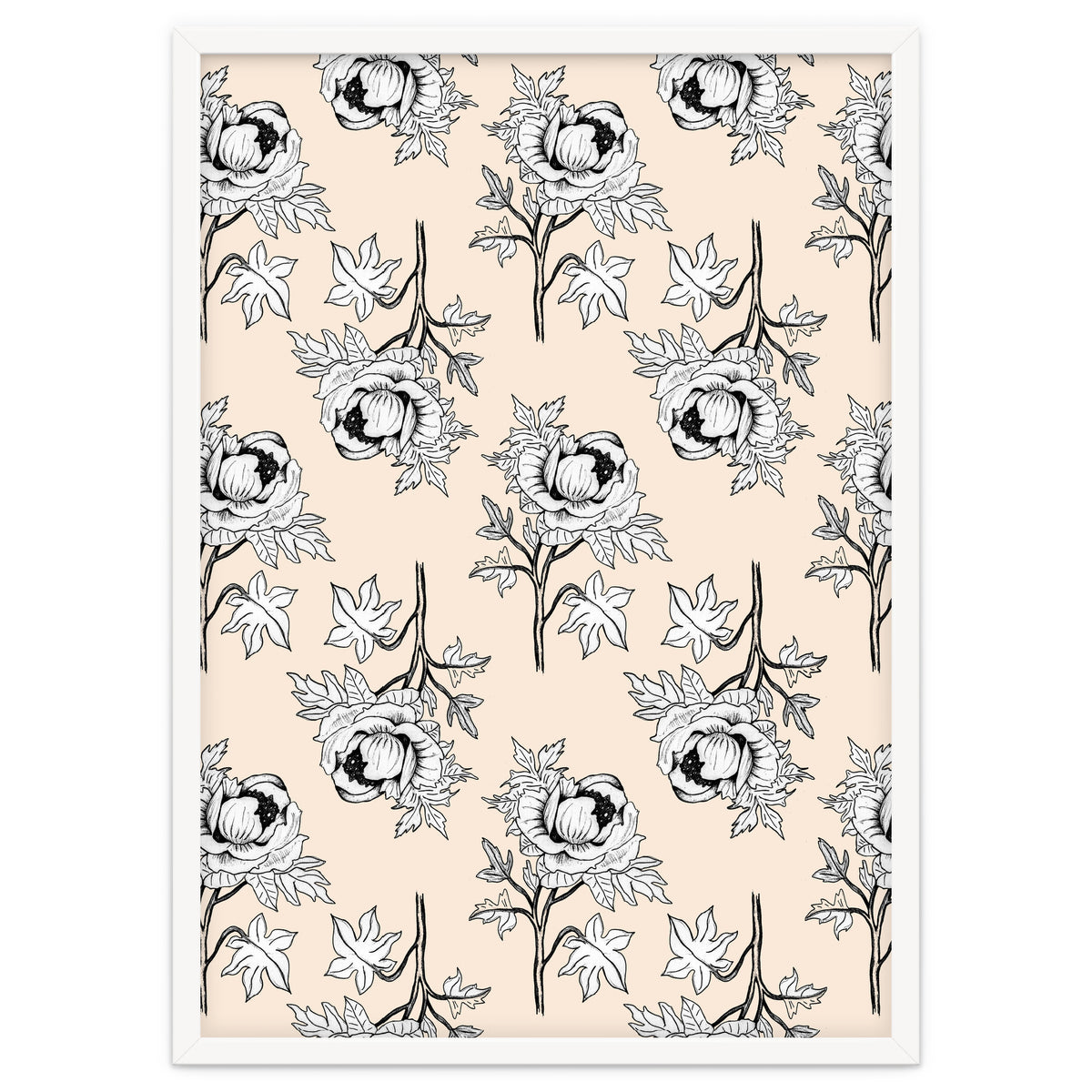 Drawing pattern of roses to pencil on beige