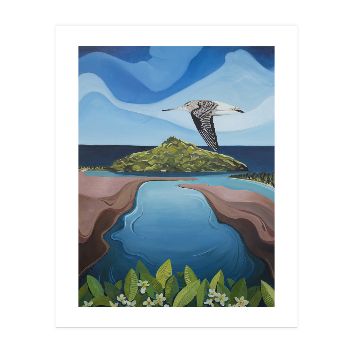 Godwit Over Paku (Print Only)