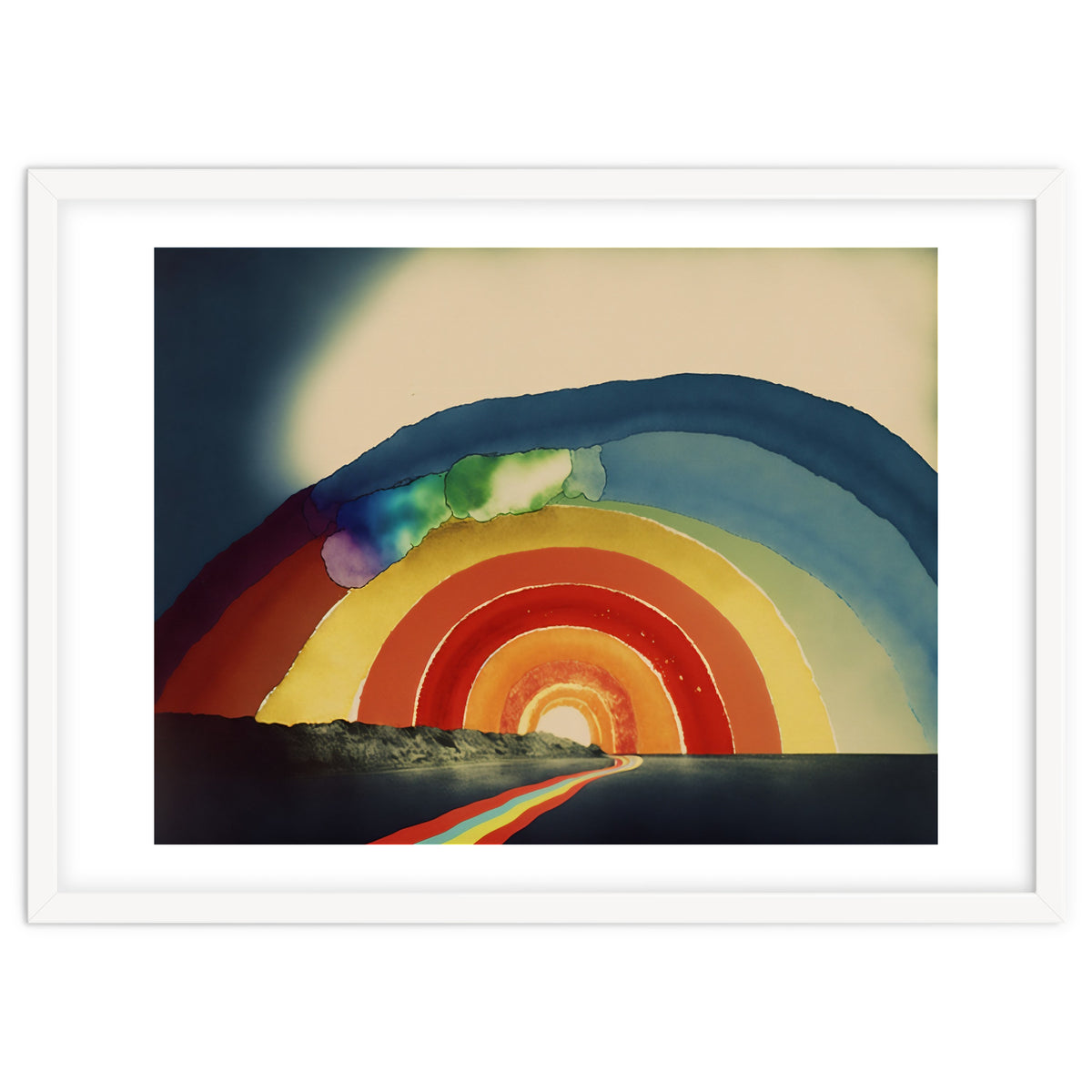 Rainbow Over the Coastline Abstract Painting