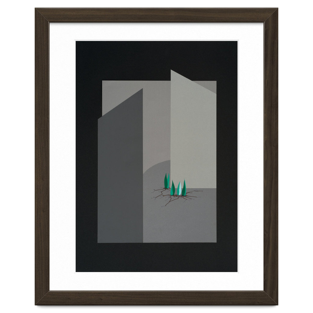 Small sprouts in concrete landscape.