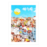 City Of Dreams, Italy Pastel Cityscape Painting, Architecture Buildings Abstract Illustration (Print Only) thumbnail