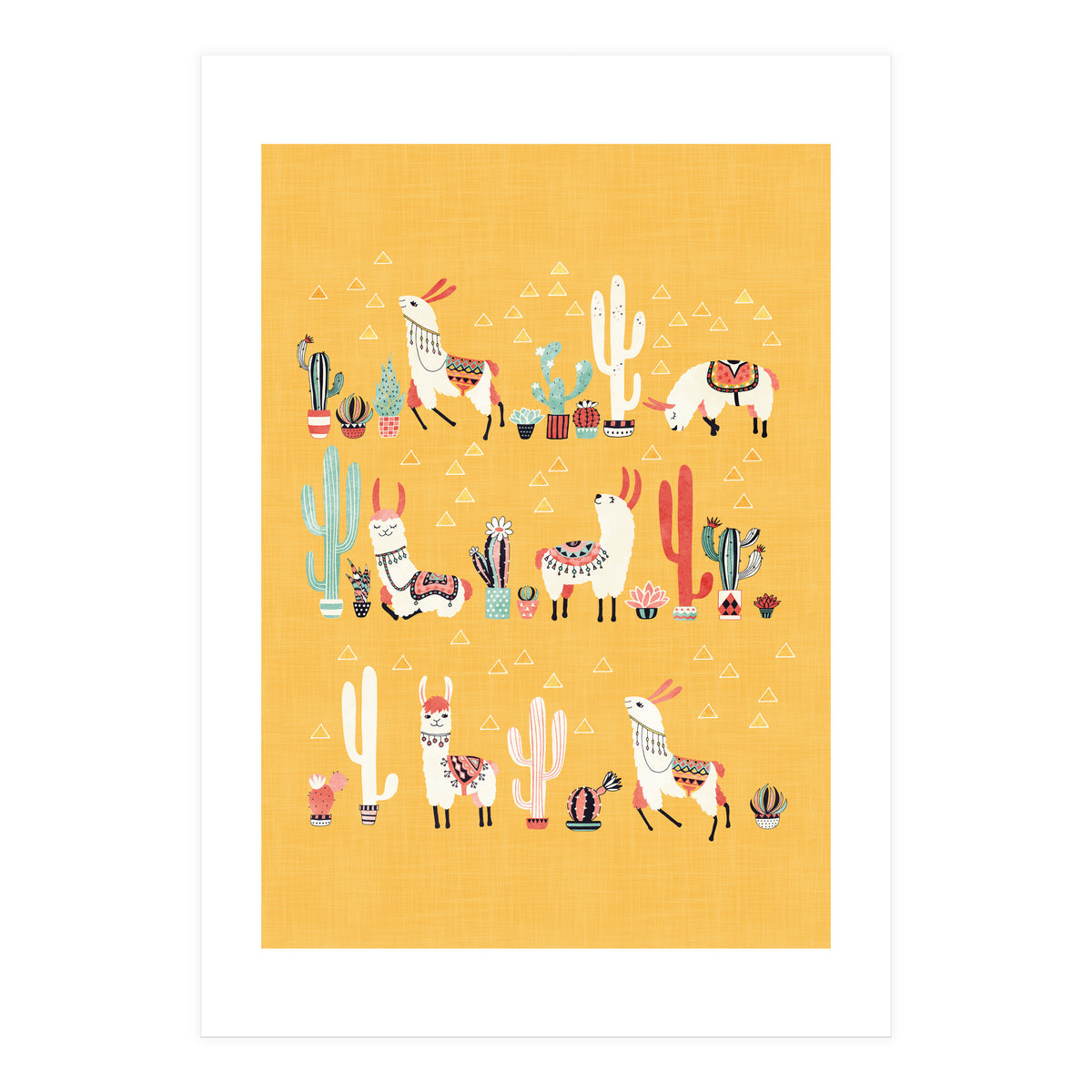 Happy Llama With Cactus In A Pot (Print Only)