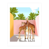 Giraffe Villa | Contemporary Modern Architecture Digital Graphic Art | Wildlife Animals Palm Exotic (Print Only) thumbnail