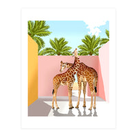 Giraffe Villa | Contemporary Modern Architecture Digital Graphic Art | Wildlife Animals Palm Exotic (Print Only)