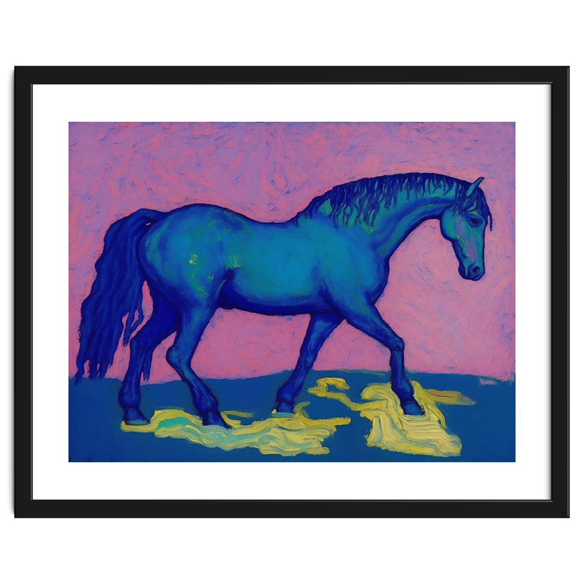 Blue Horse Abstract Painting