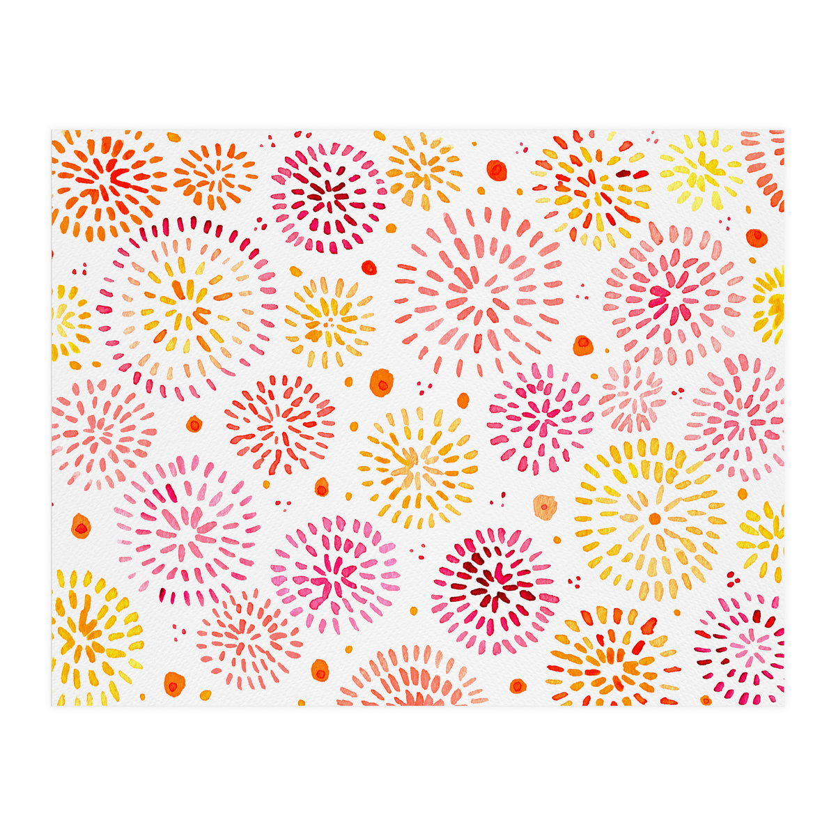Abstract fireworks pattern in yellow and red (Print Only)