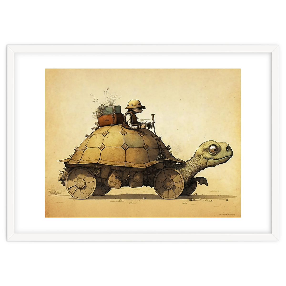 Tortoise Car Steampunk Illustration