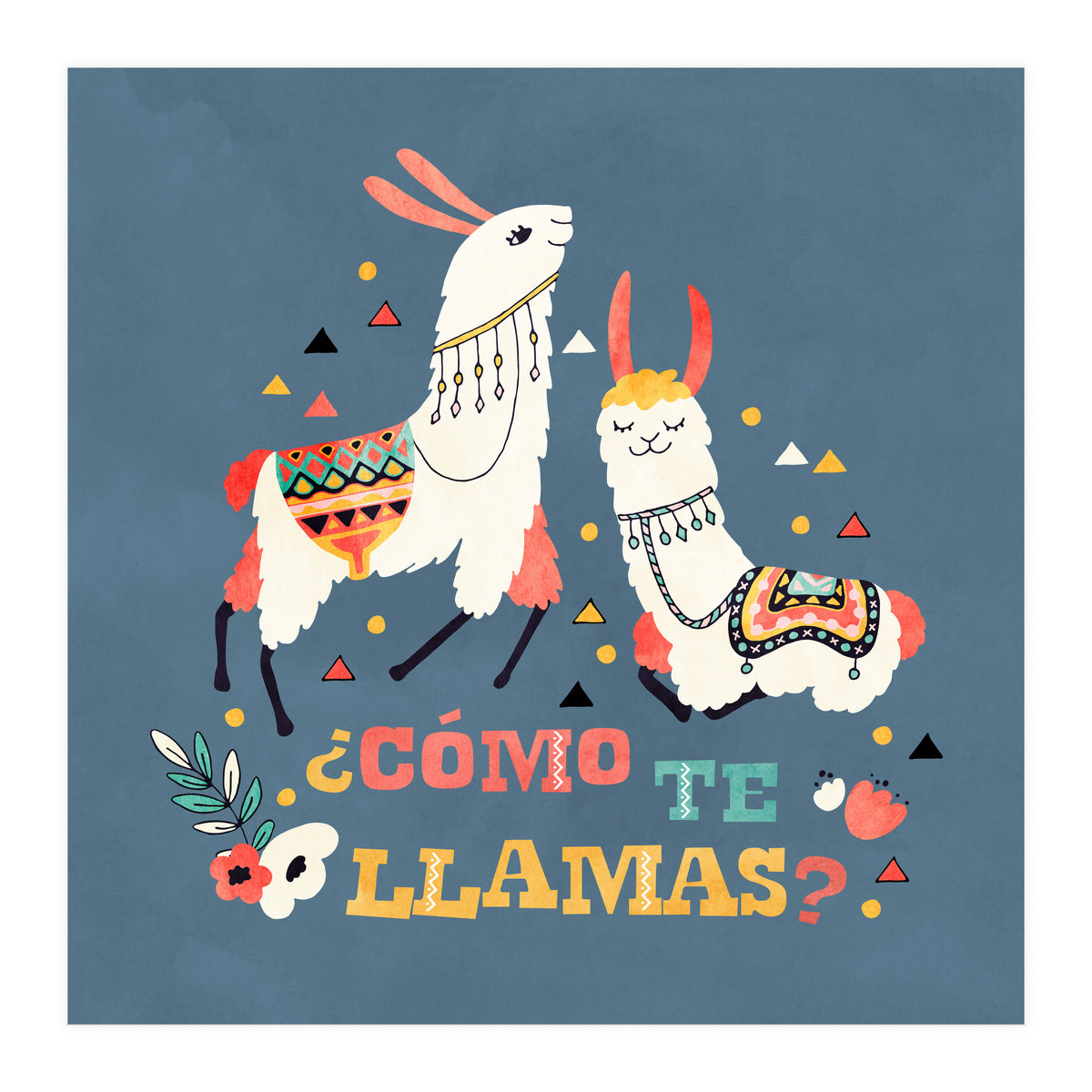 Llama With Cactus Como Te Llamas Spanish Saying 2 (Print Only)