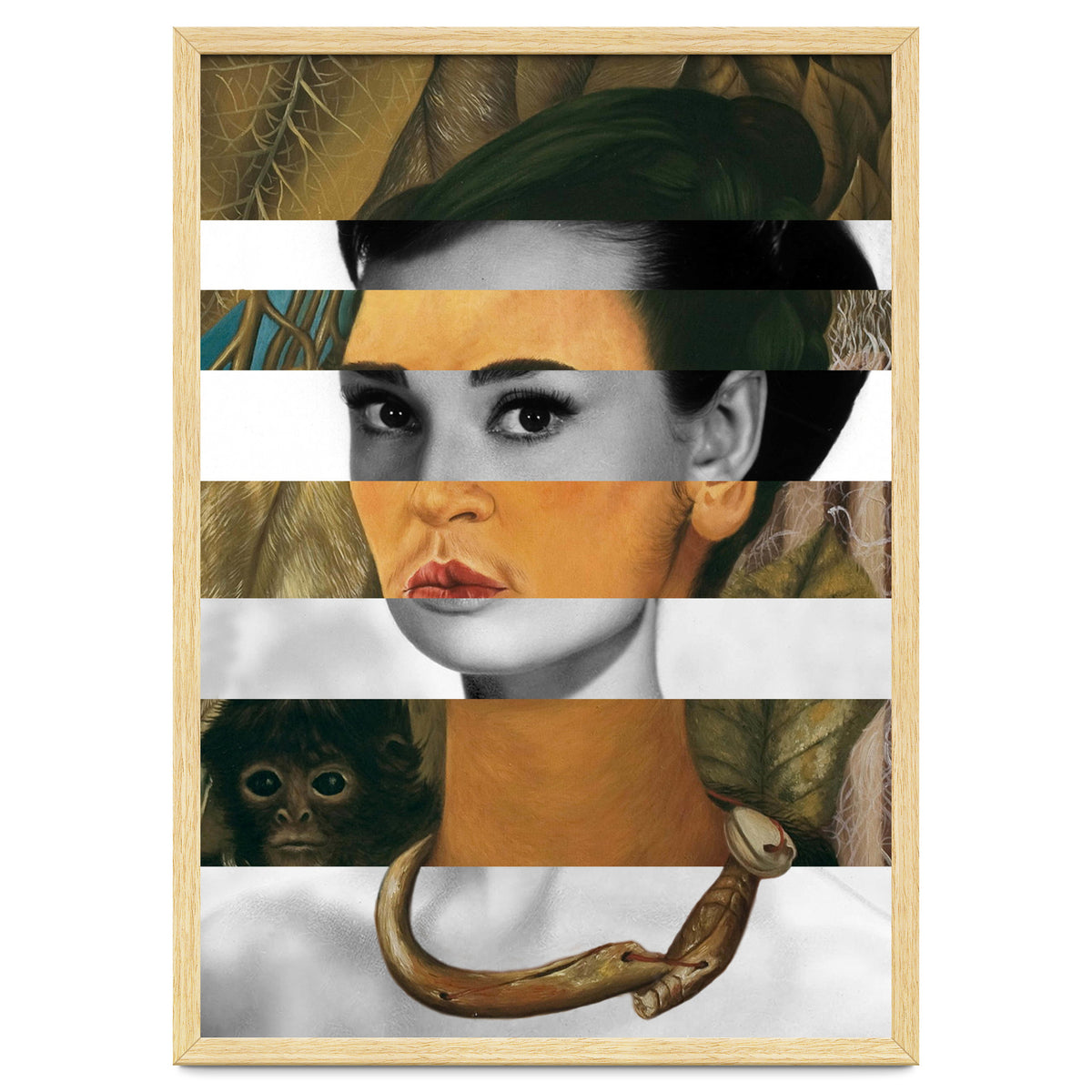 Frida Kahlo's Self Portrait with Monkey & Audrey Hepburn