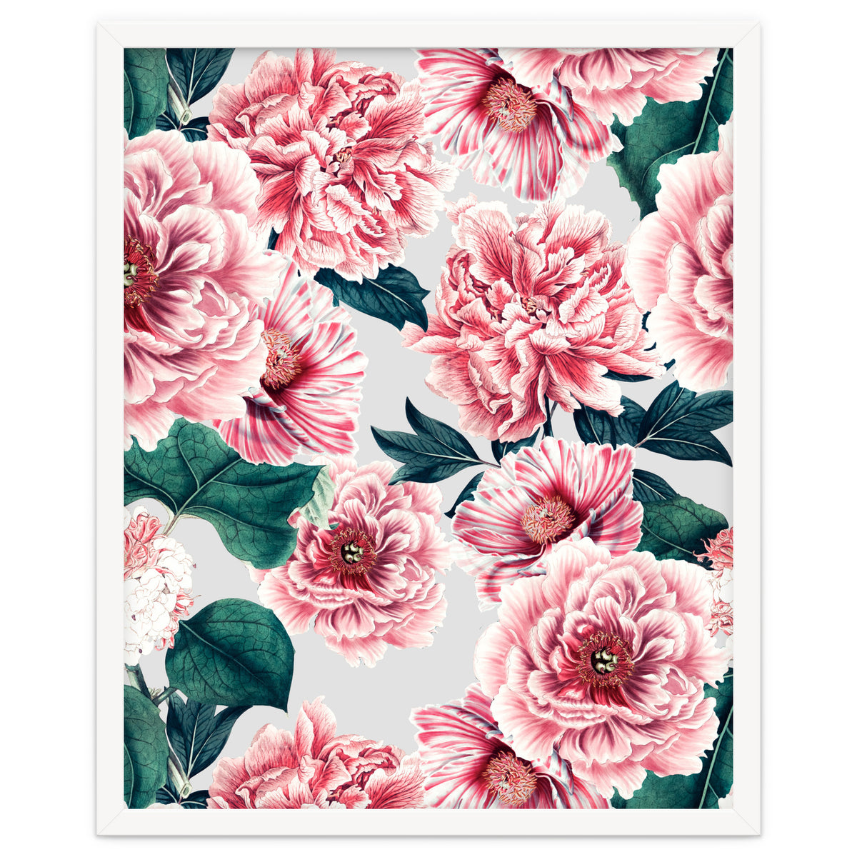 Pattern pink vintage peonies