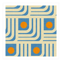 70s Curve Lines Blue Orange  (Print Only)