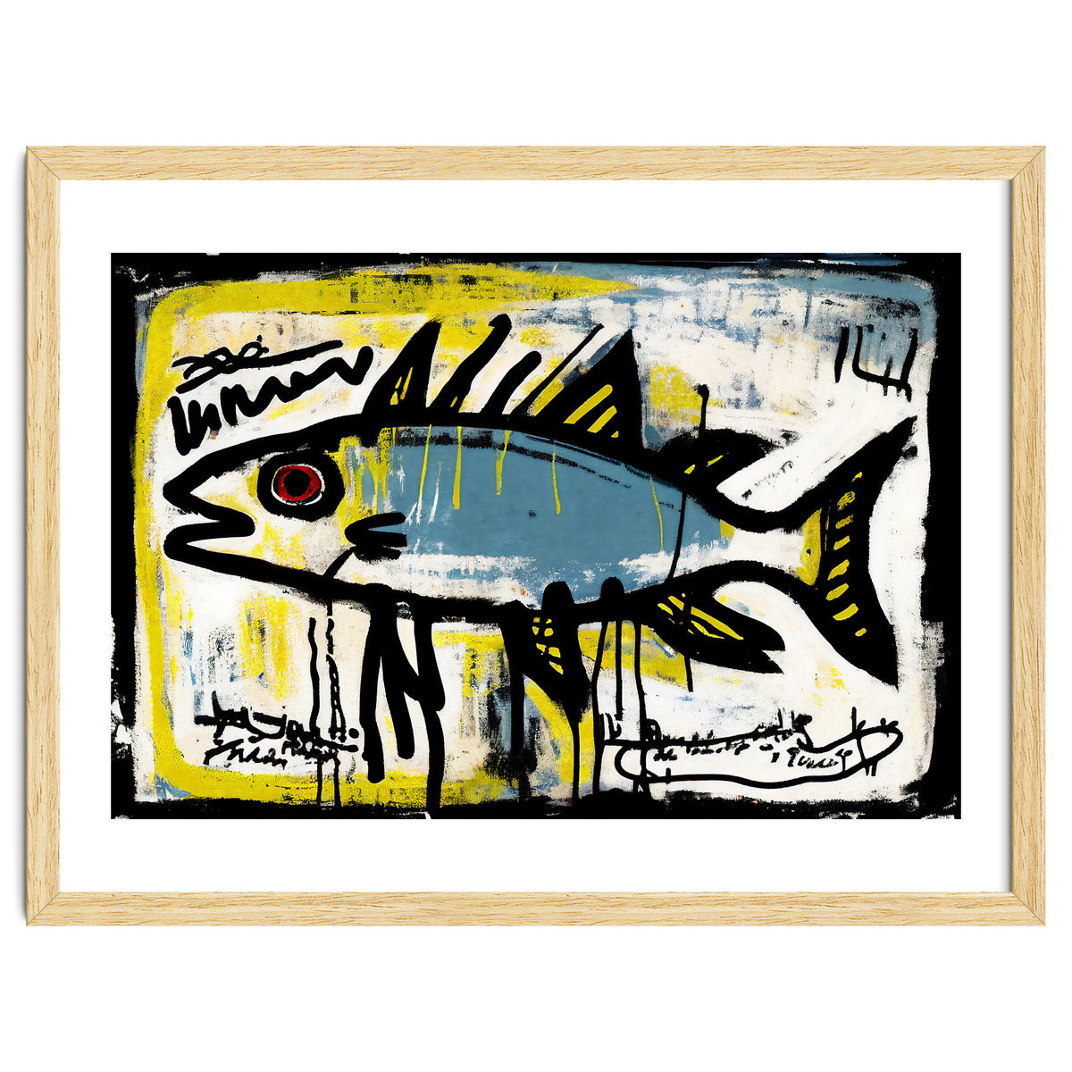 Blue Trout in Spray Painted Style Painting