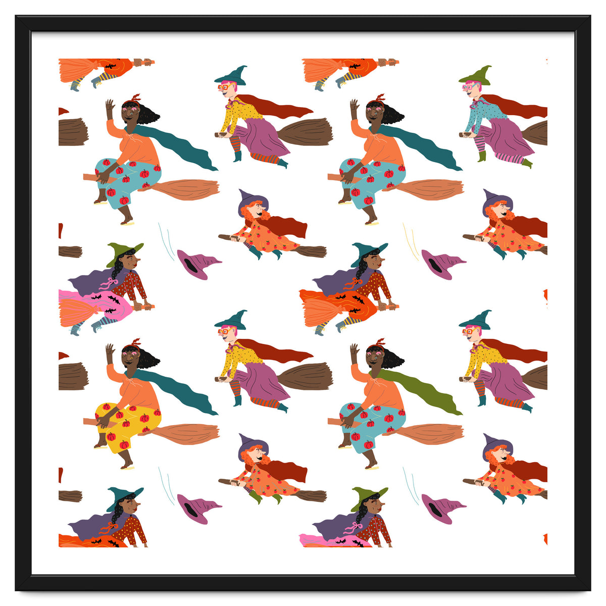 Tiny Witches Pattern (white Backgrownd)