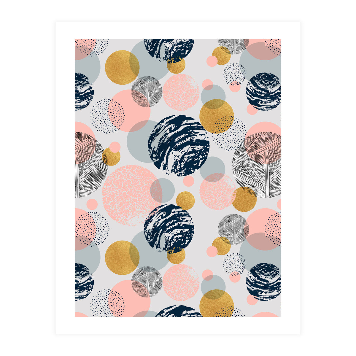 Pattern of abstract textured circles  (Print Only)