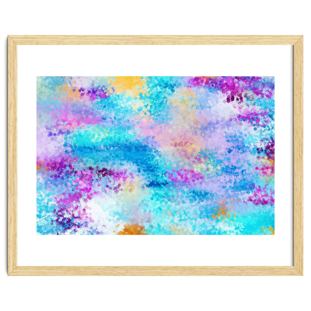 Mixed Emotions, Abstract Blue Colorful Painting, Eclectic Modern Bohemian Shapes Ocean