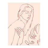 Lueur, Tropical Nude Modern Bohemian Woman Line Art, Minimal Scandinavian Sketch Blush Drawing (Print Only) thumbnail