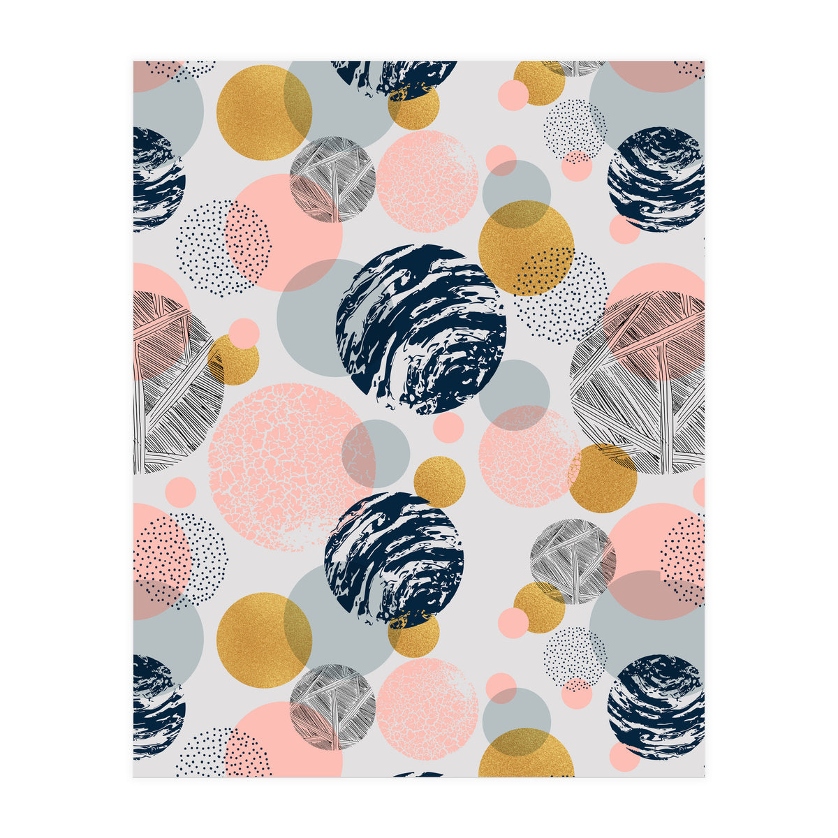 Pattern of abstract textured circles  (Print Only)