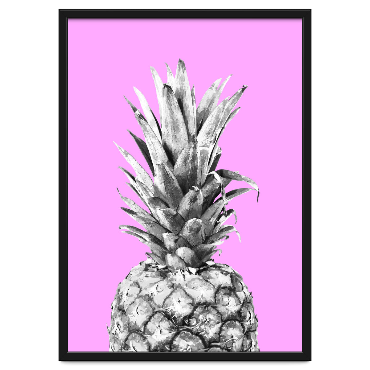 Black and White Pineapple Pink Background