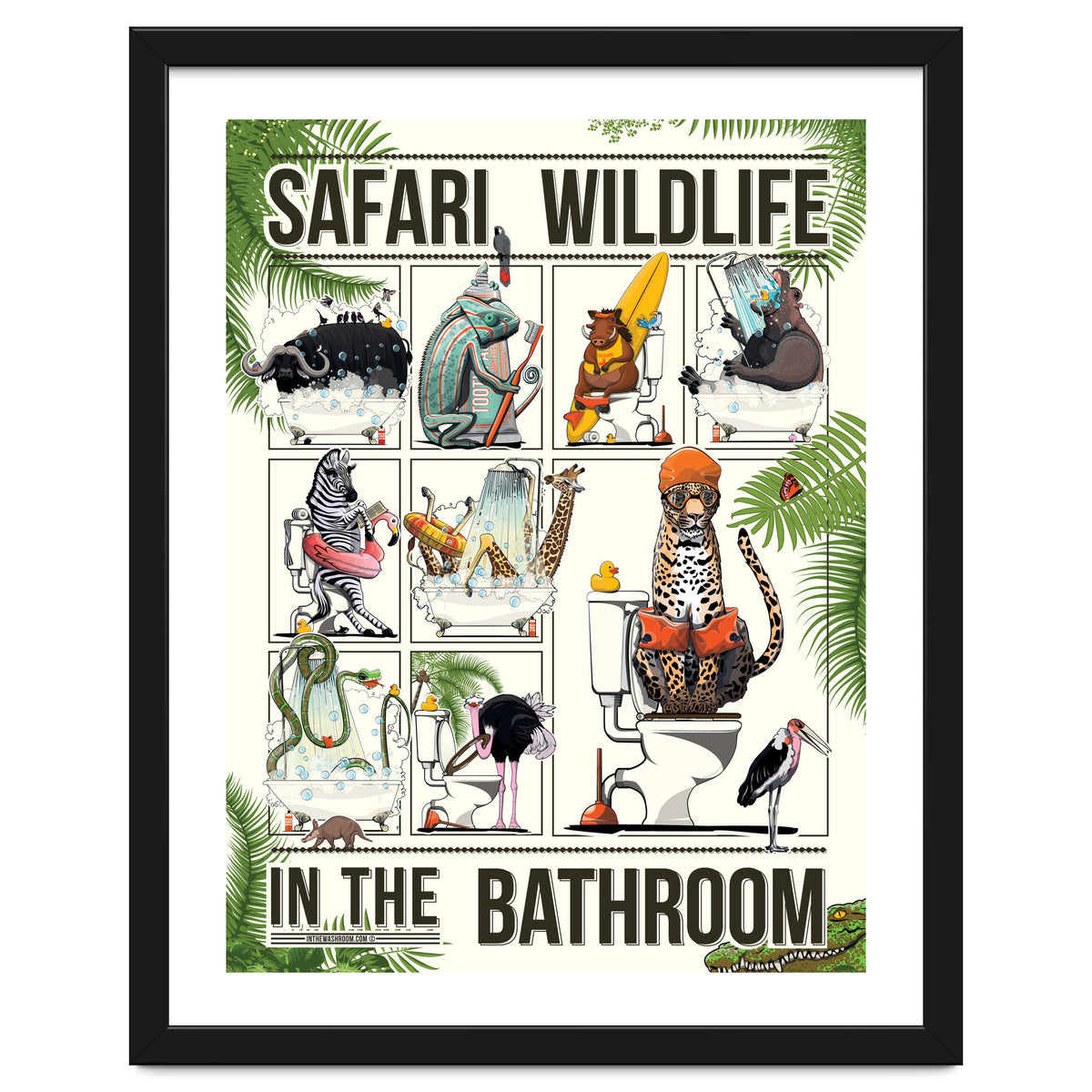 Safari Animals in the Bathroom, funny toilet humour