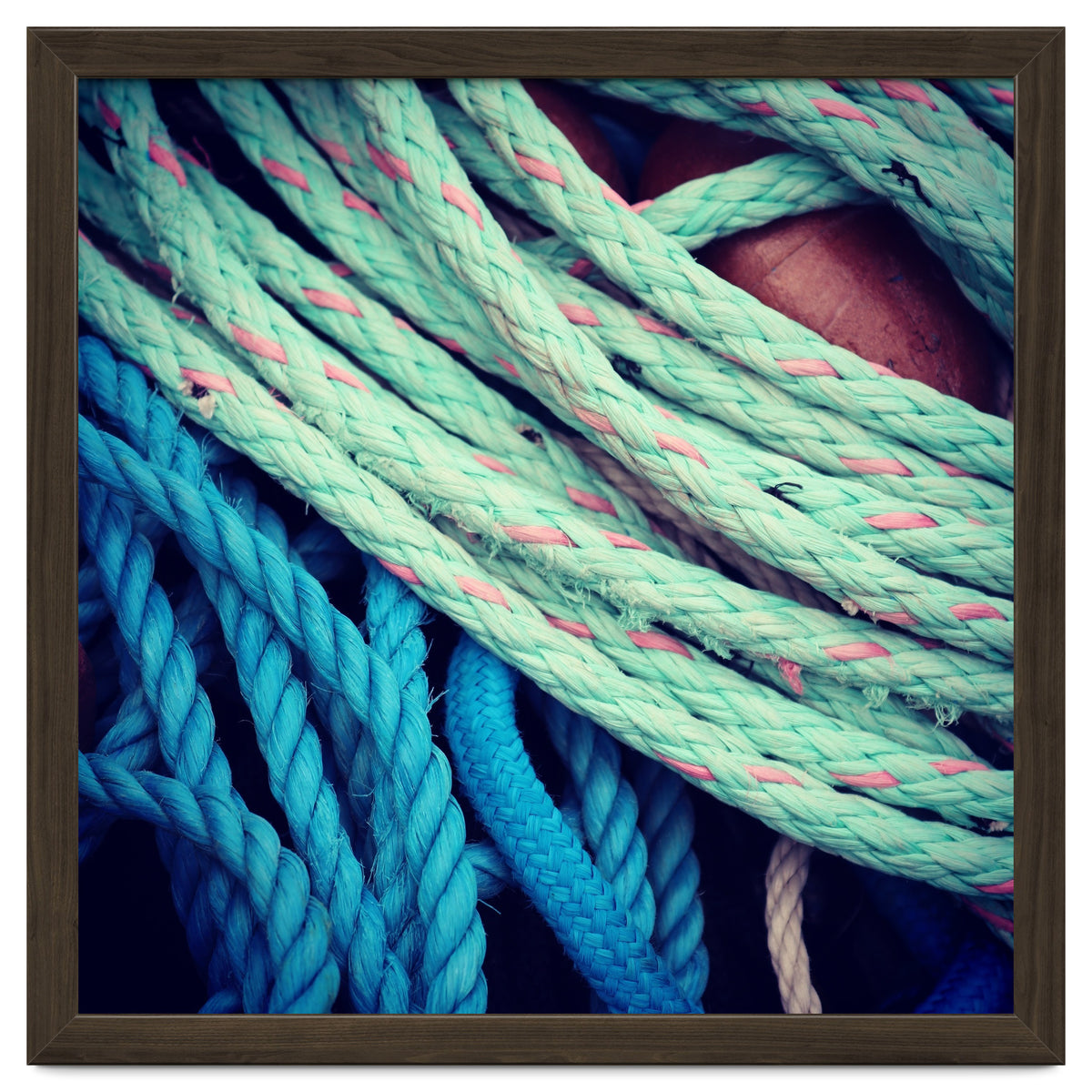 fishing ropes: blue and green
