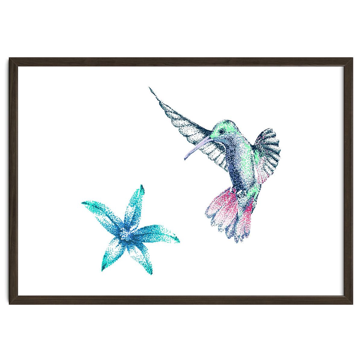 Green Hummingbird And Tropical Flower