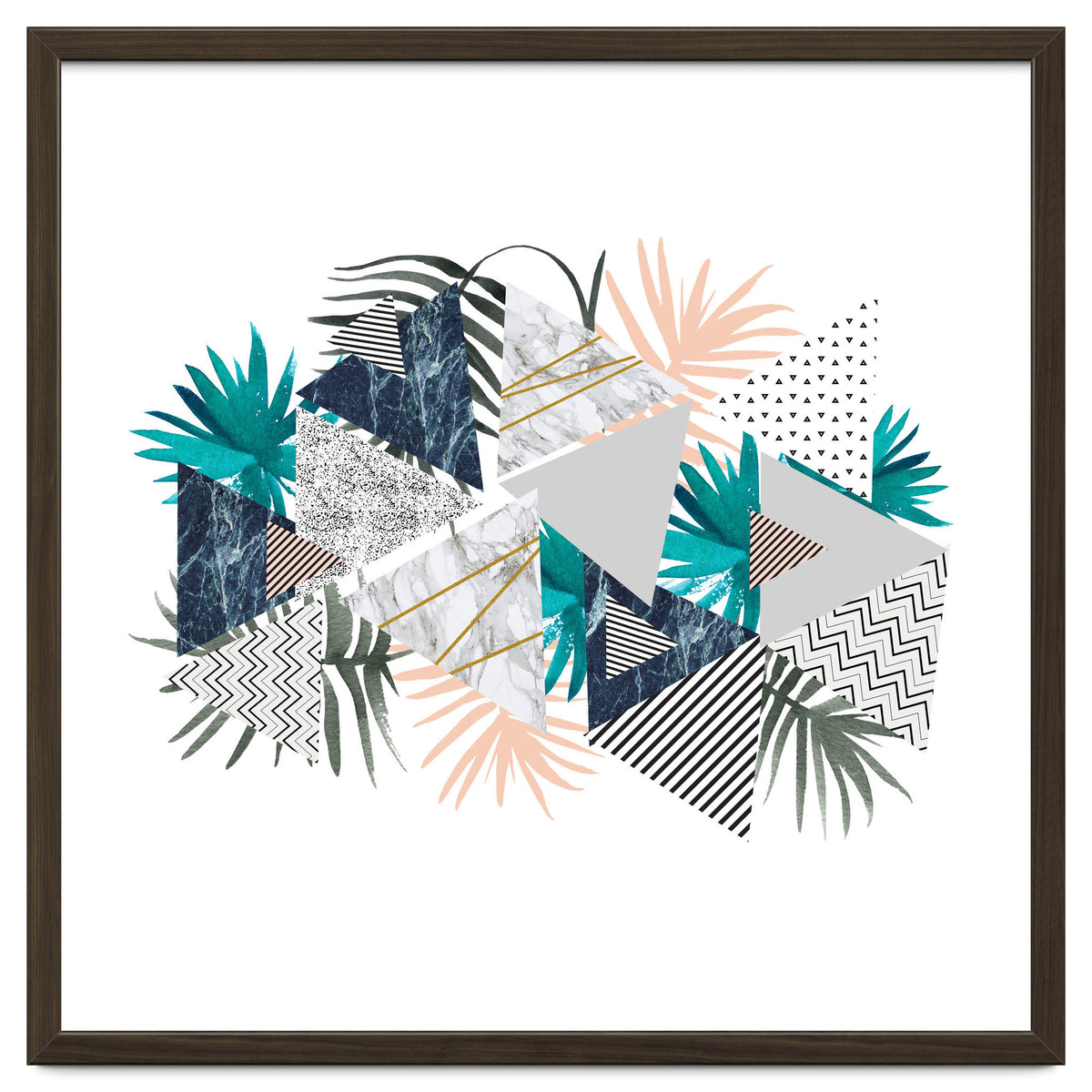 Abstract of geometric patterns with plants and marble I