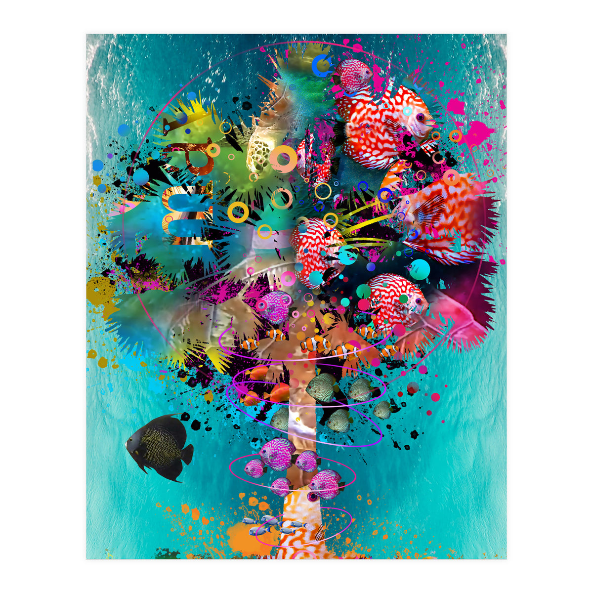 Surf Palm 02 Halfed Large2 (Print Only)