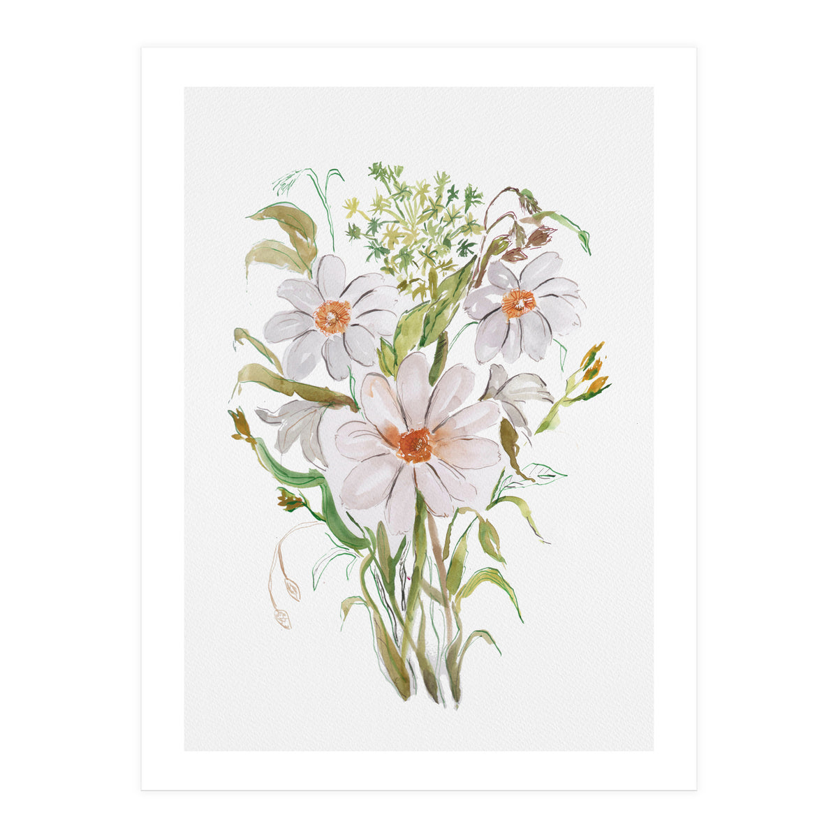 Watercolor White Florals (Print Only)