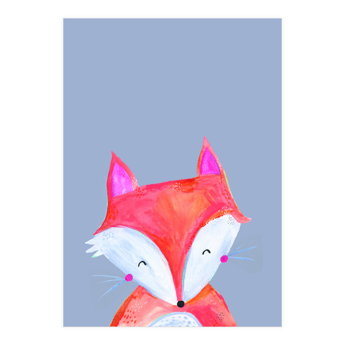 Woodland Fox On Grey (Print Only)