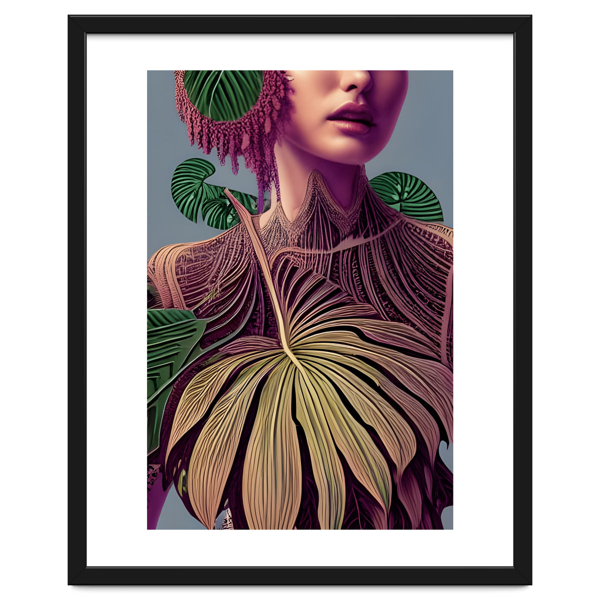 Woman in Monstera Deliciosa Leaves