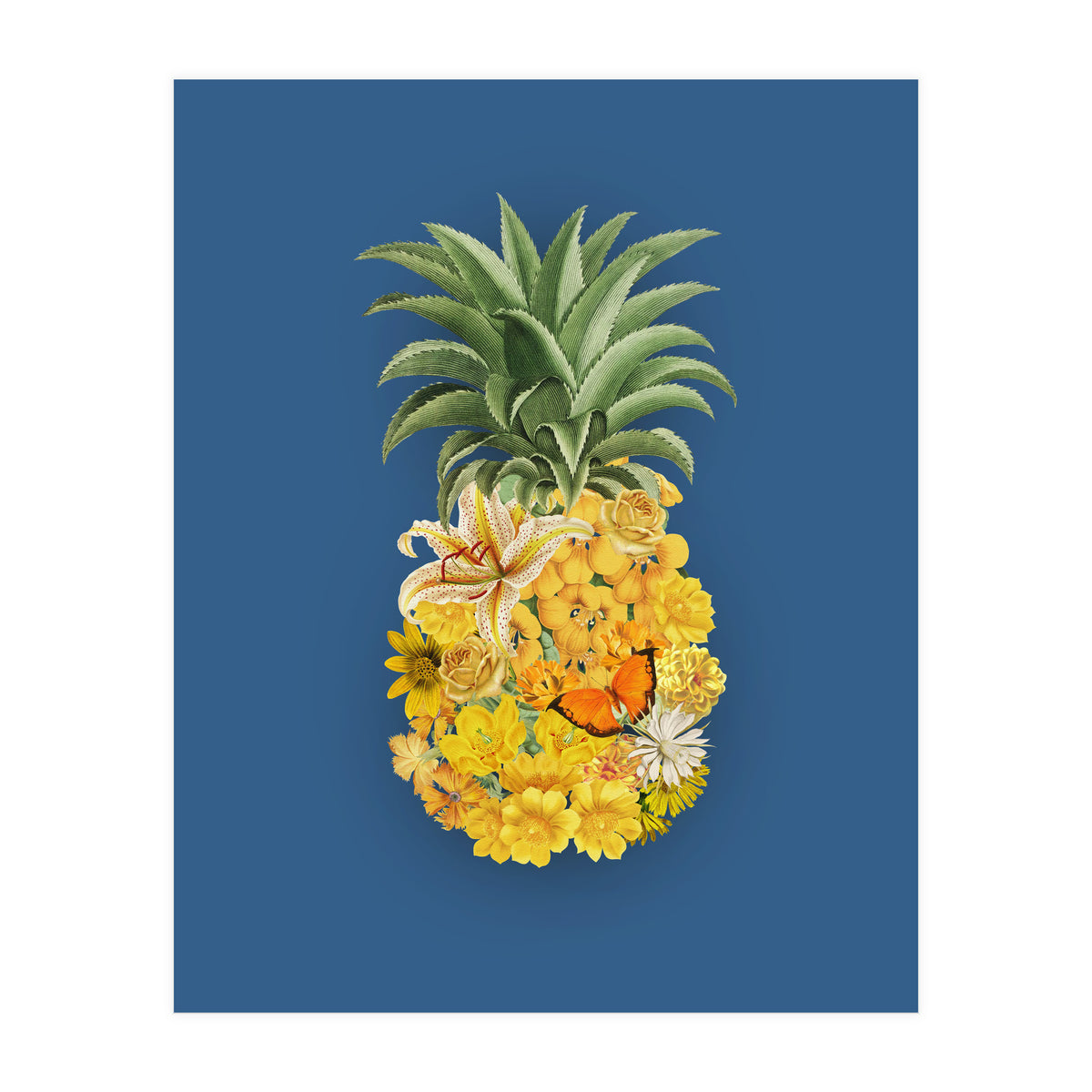 Pineapple Floral Blue (Print Only)