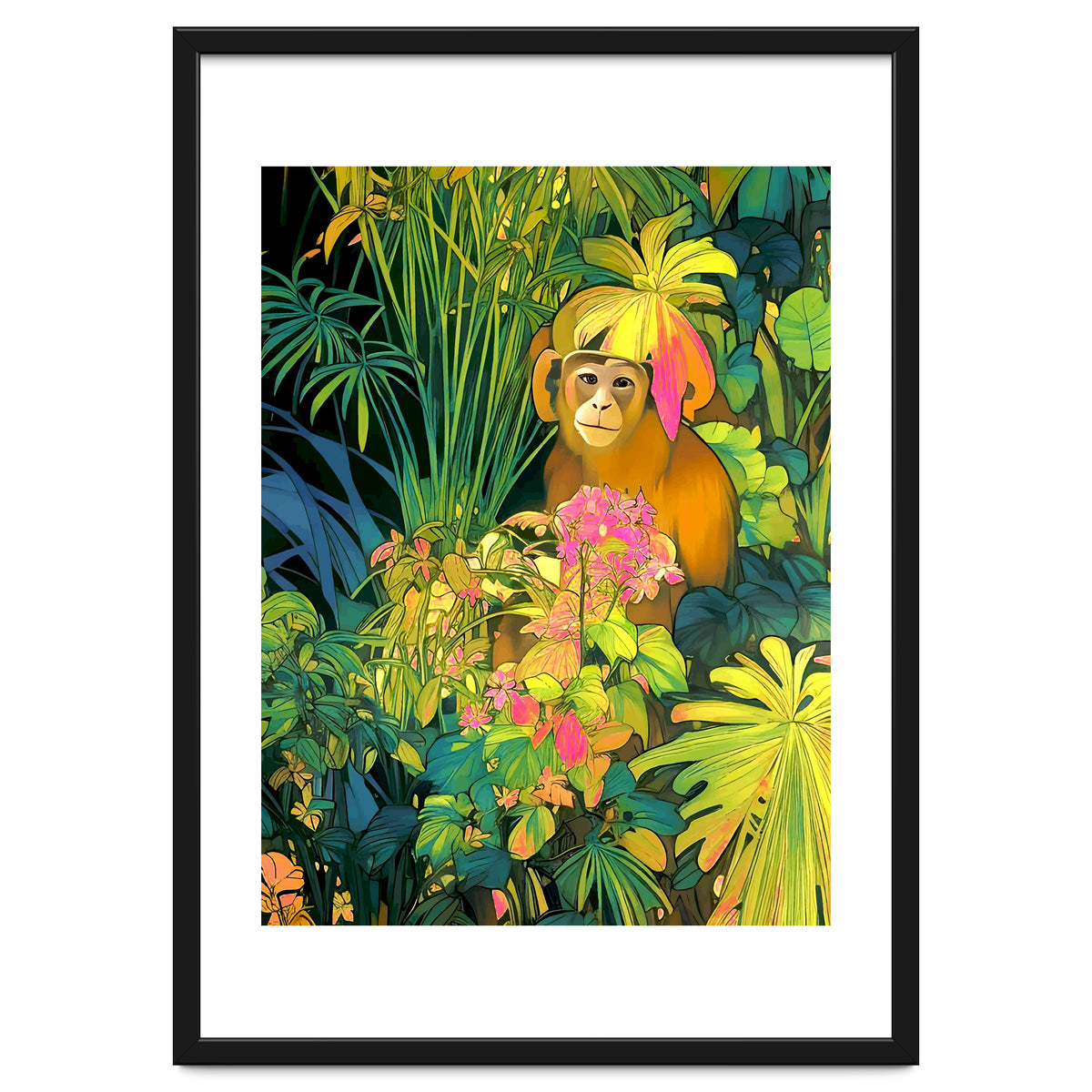 Daydreamer, Coming of Age Monkey Tropical Jungle Plants, Wildlife Botanical Nature Forest Bohemian Animals