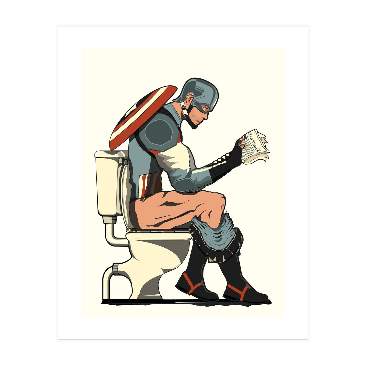 Captain America on the Toilet, funny bathroom humour (Print Only)