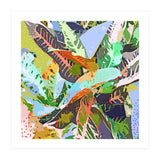 Jungle Plants, Tropical Nature Dark Botanical Illustration, Eclectic Colorful Forest Painting (Print Only) thumbnail