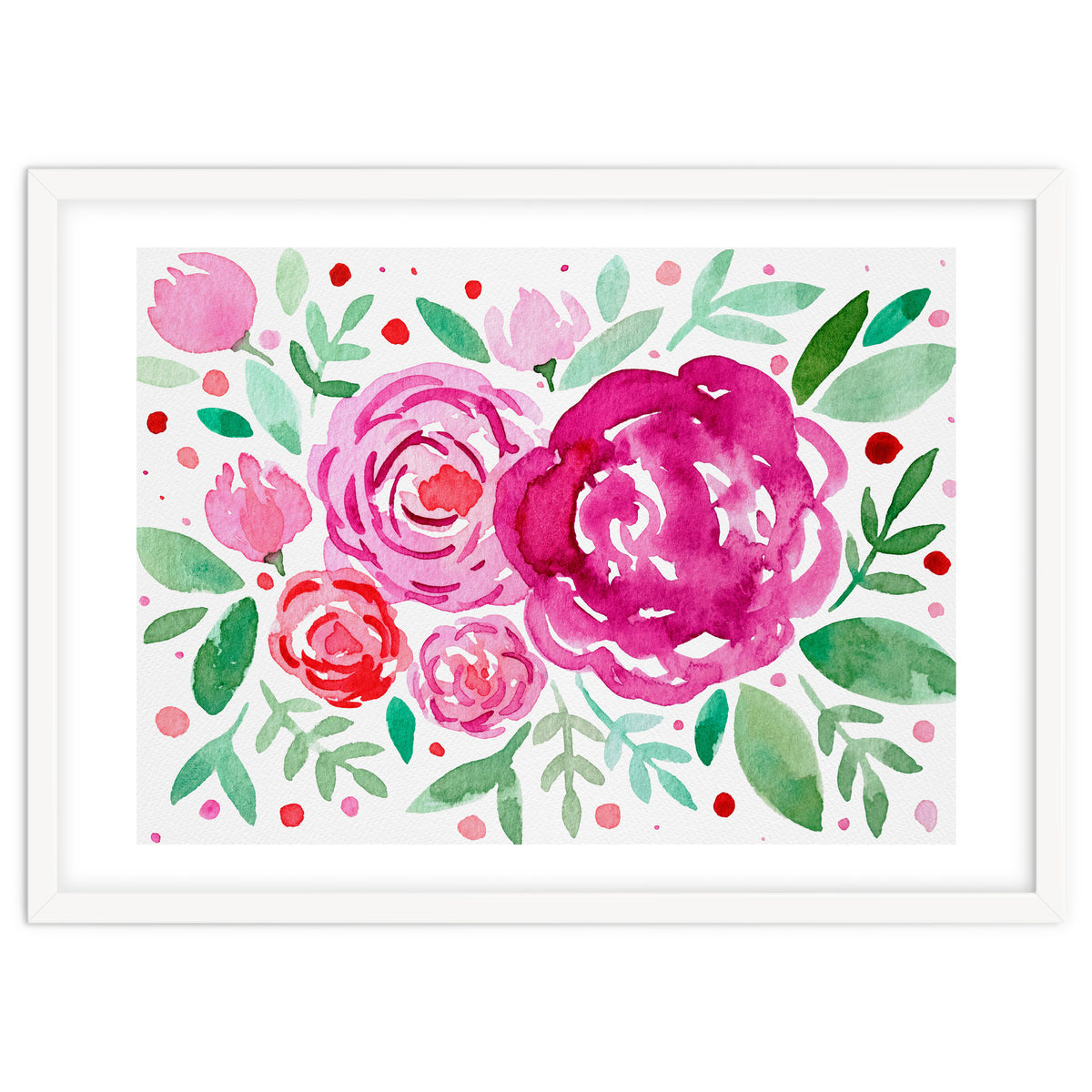 Watercolor roses in pink