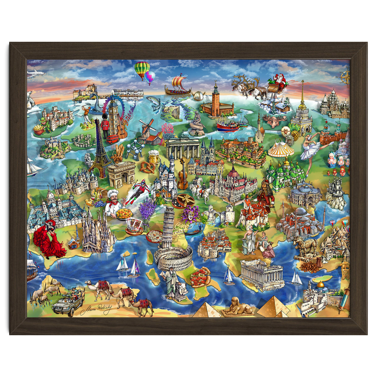 European World Wonders Illustrated Map