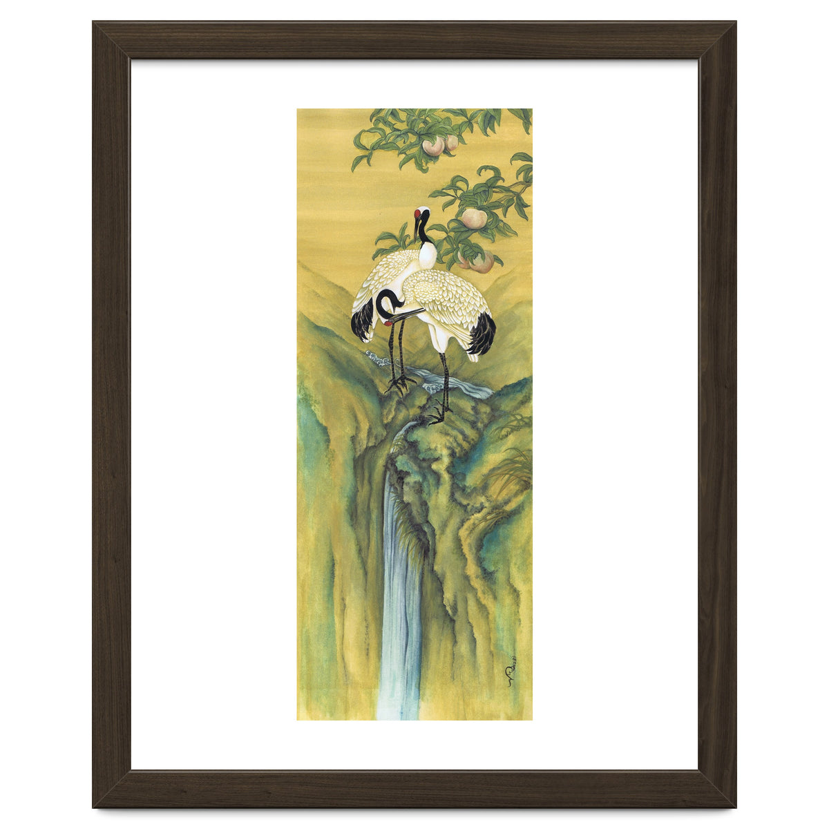 Cranes At The Top Of A Waterfall