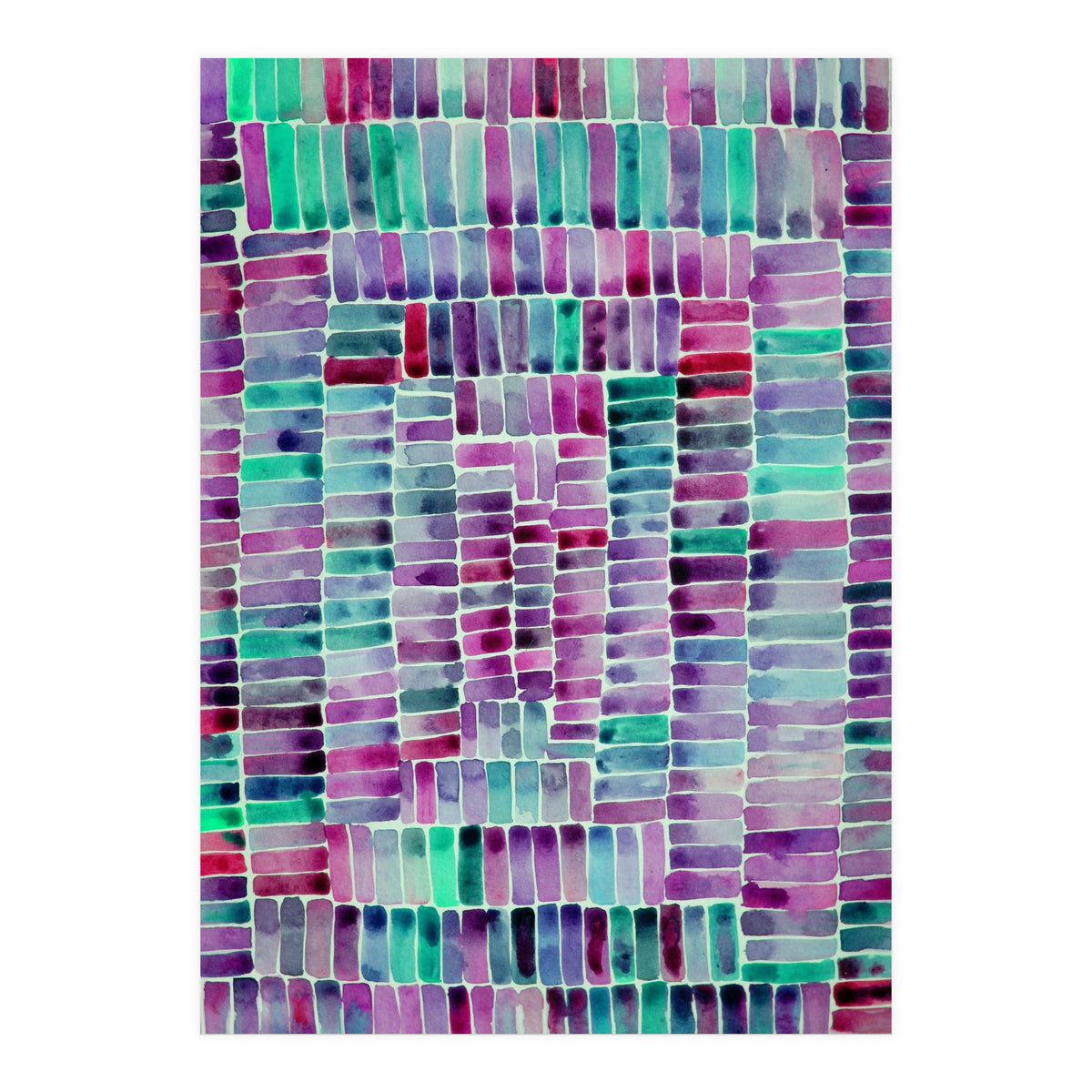 Abstract rectangle pattern in magenta and teal (Print Only)