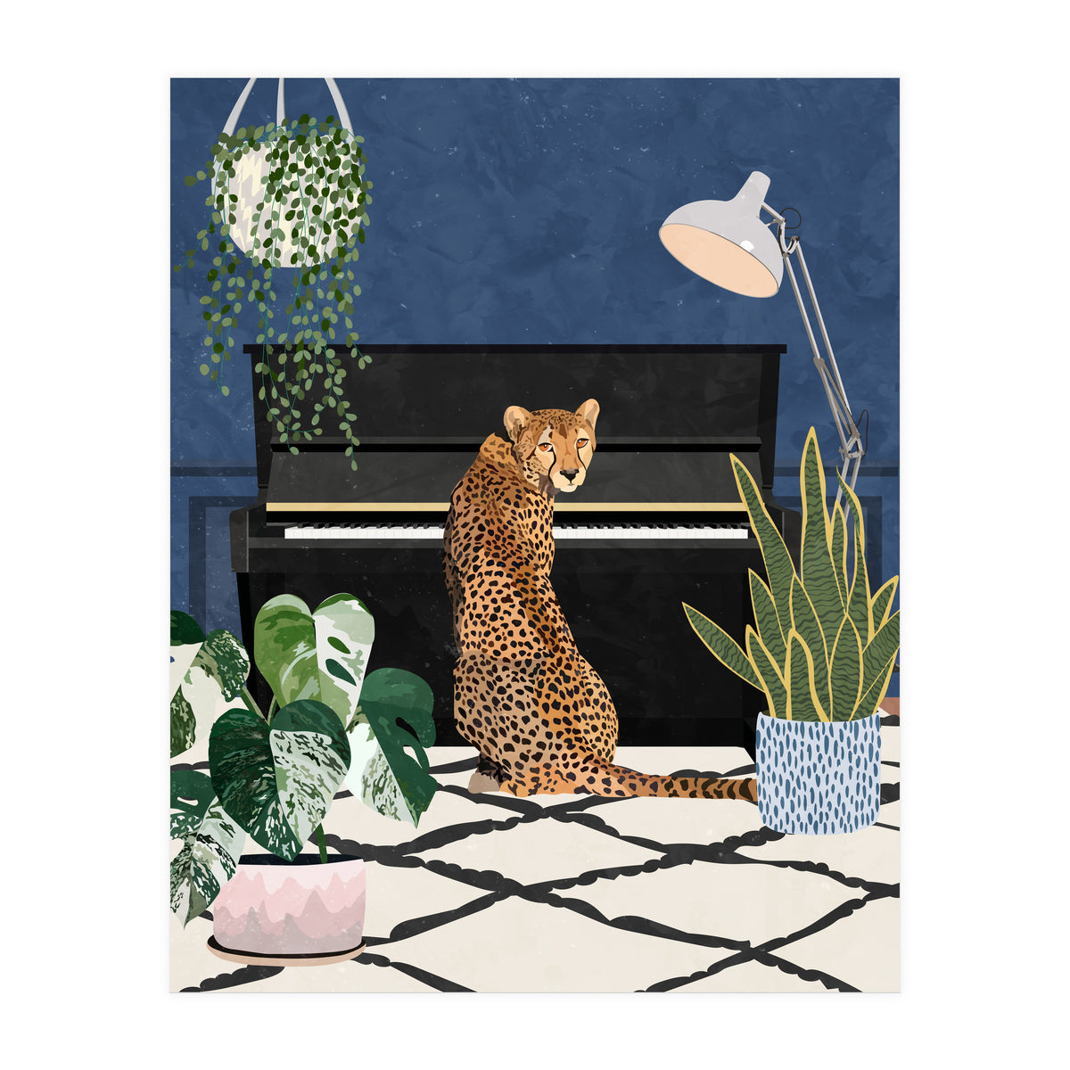 Cheetah playing the piano (Print Only)