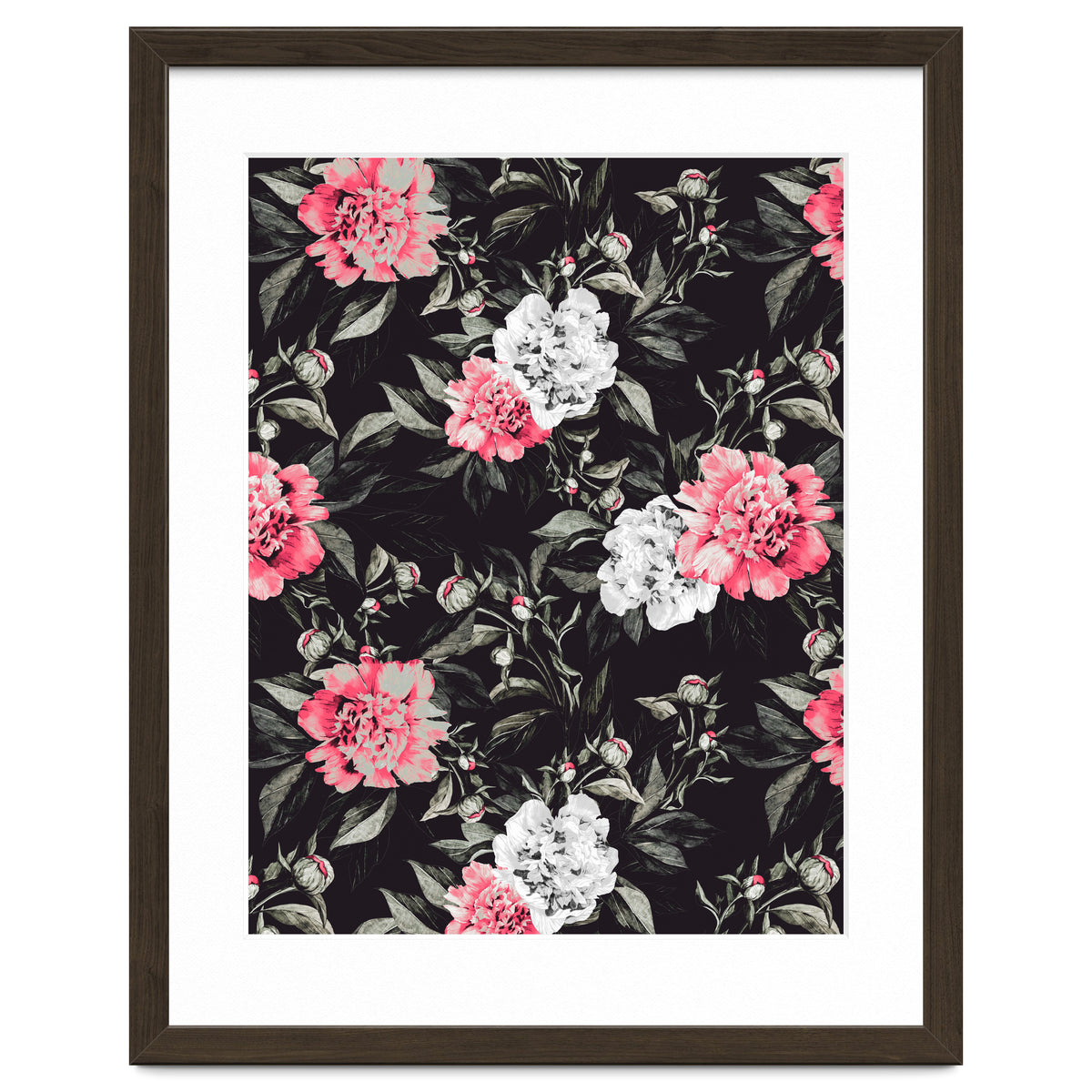 Floral pink - black & white dark