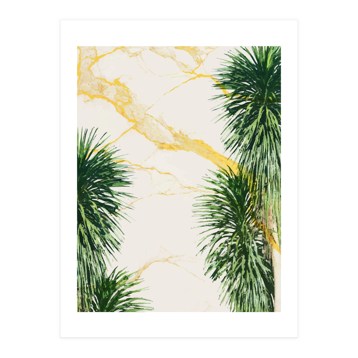 Gold marble texture with palm tree (Print Only)