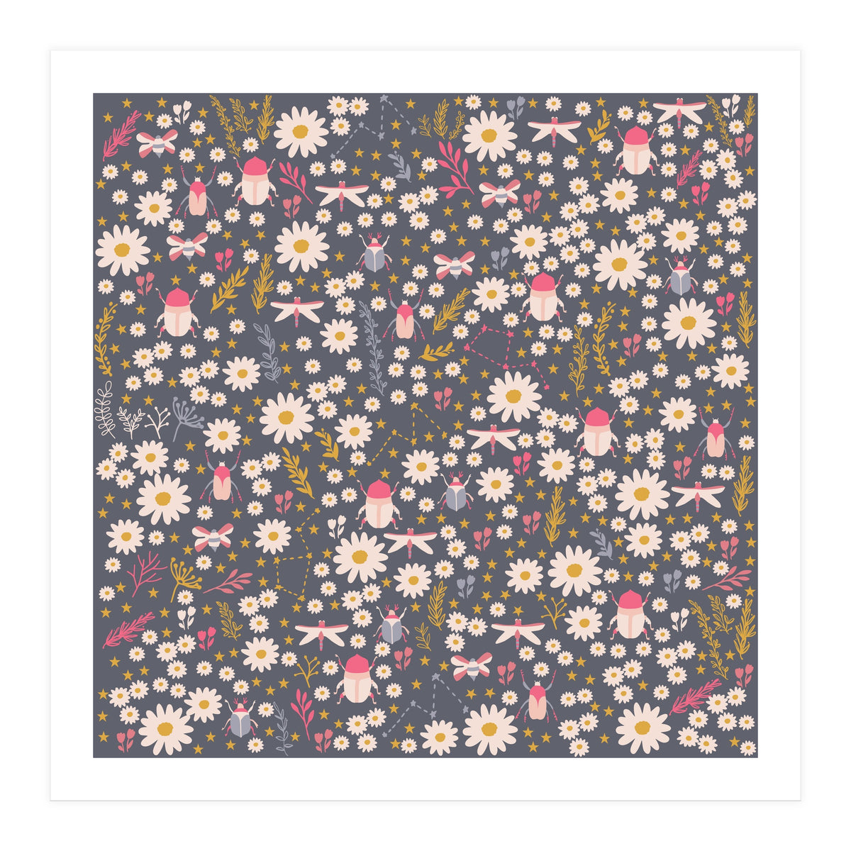 Cute bugs on a meadow (Print Only)