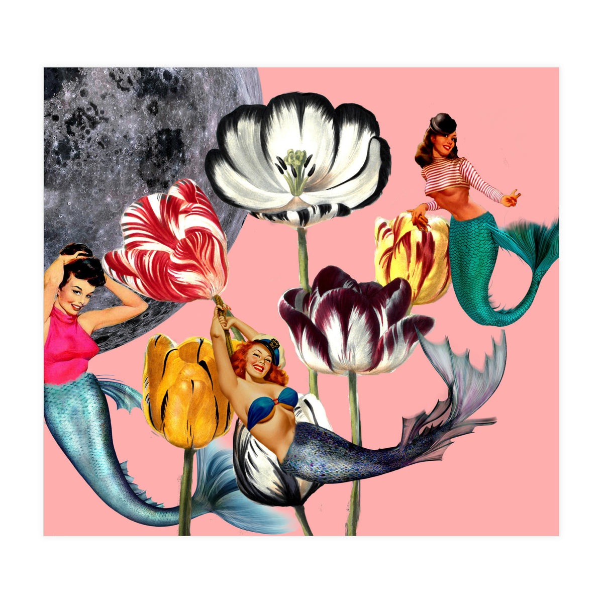 Mermaid Floral with moon (Print Only)