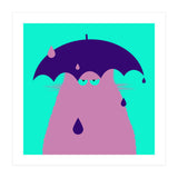 Lilac Cat With Umbrella  (Print Only) thumbnail