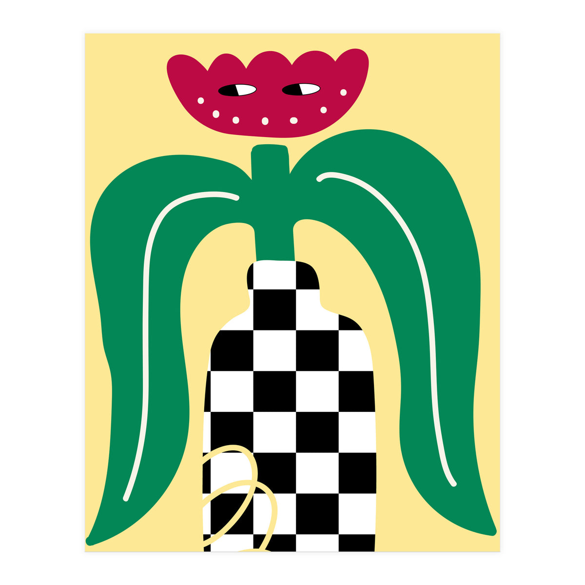 Flower Character in Checker Vase (Print Only)